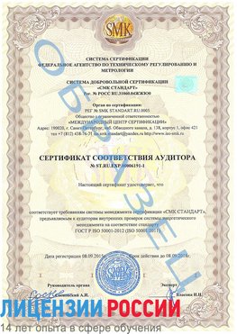 Образец сертификата соответствия аудитора №ST.RU.EXP.00006191-1 Норильск Сертификат ISO 50001